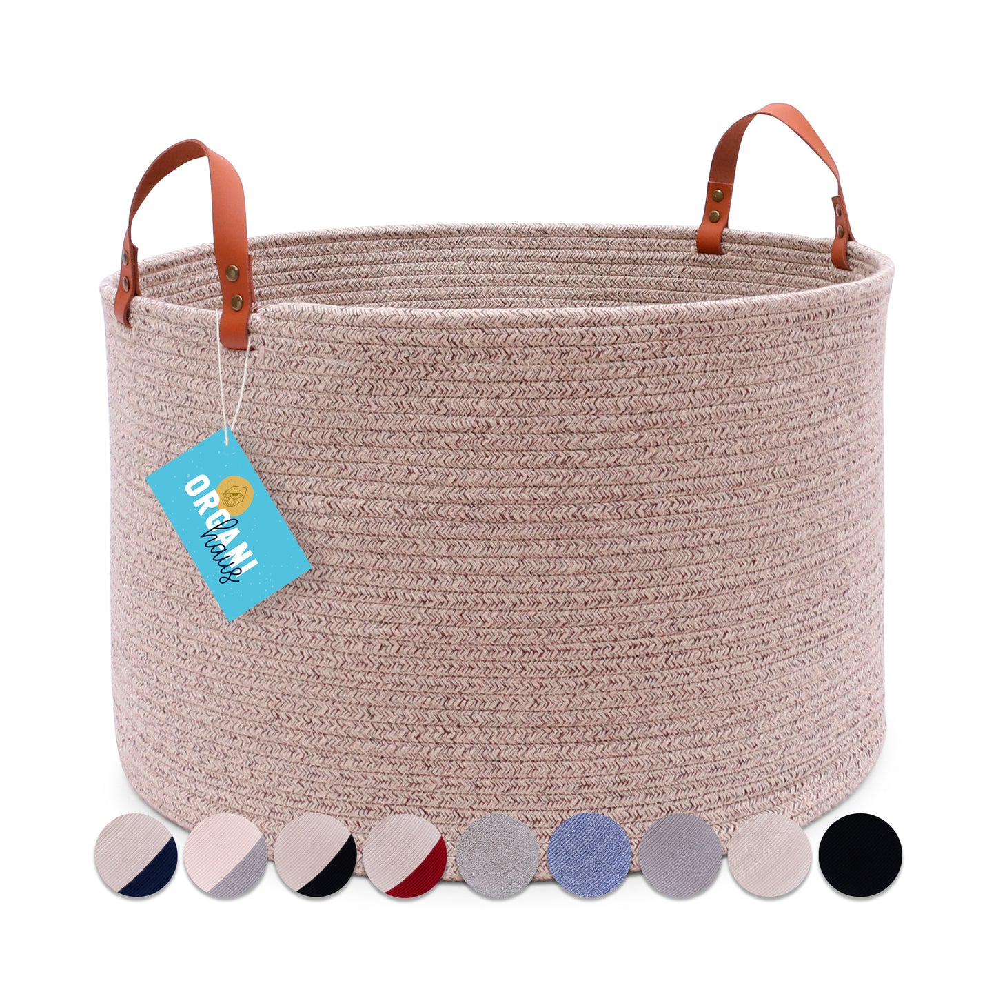 The Benjamin - Decorative Storage Baskets with Real Leather Handles