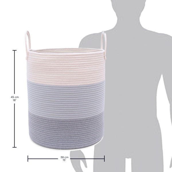 Cotton Rope Storage Basket - 3-Tone Gray - Tall