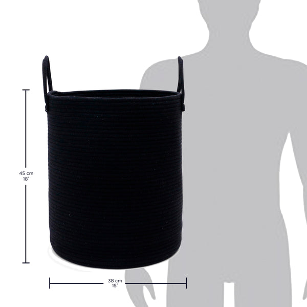 Cotton Rope Storage Basket - Full Black - Tall