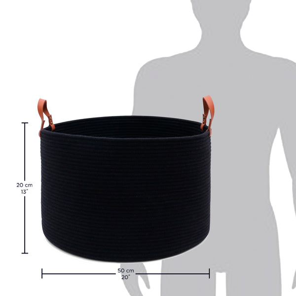 The Benjamin - Decorative Storage Baskets with Real Leather Handles