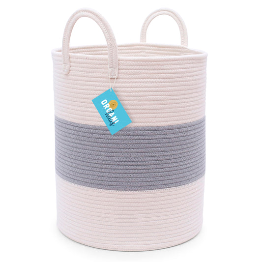 Cotton Rope Storage Basket - Striped Gray - Tall