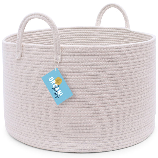 Cotton Rope Storage Basket - Full Off-White - Wide