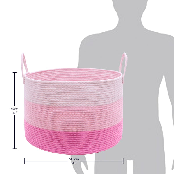 Cotton Rope Storage Basket - 3-Tone Pink - Wide