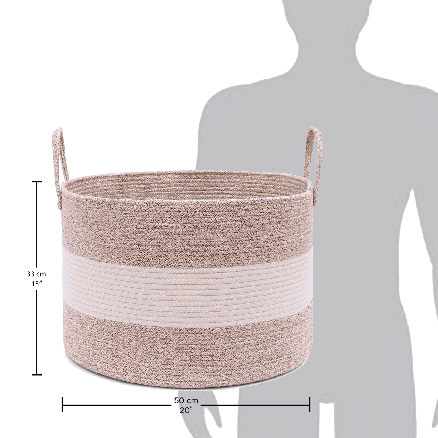 Cotton Rope Storage Basket - 3-Tone Brown & Off-White - Wide