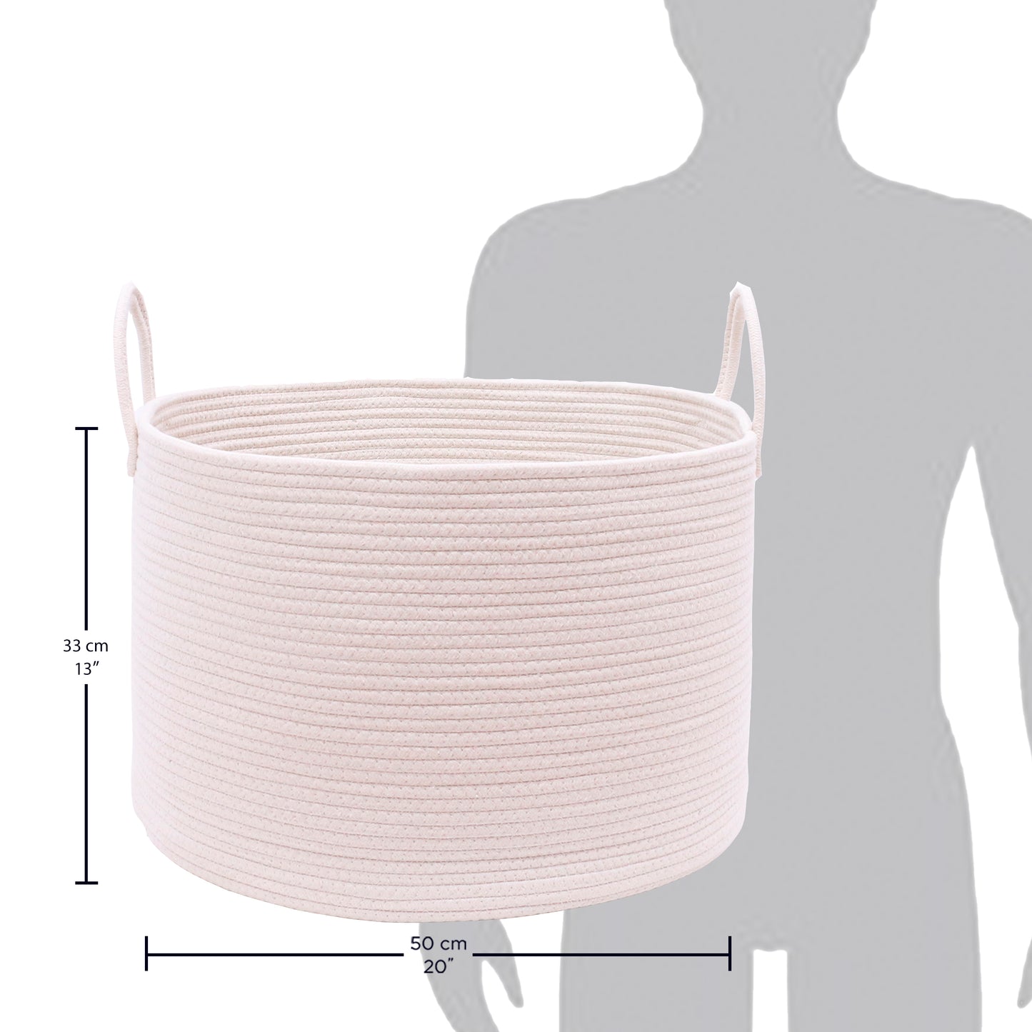 Cotton Rope Storage Basket - Full Off-White - Wide