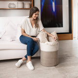 Cotton Rope Storage Basket - Brown & Off-White - Tall