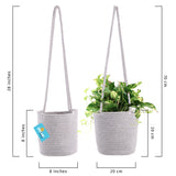 Cotton Rope Hanging Planter Basket - Set of 2 - Full Mixed Gray