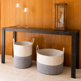 Cotton Rope Storage Basket - Gray & Off-White - Tall