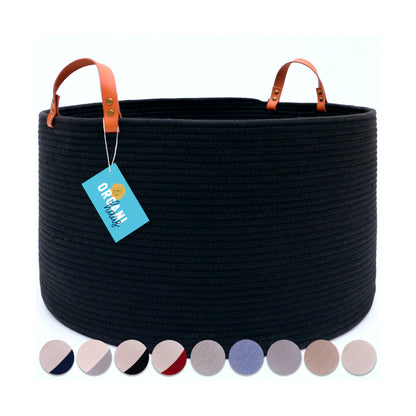 The Benjamin - Decorative Storage Baskets with Real Leather Handles
