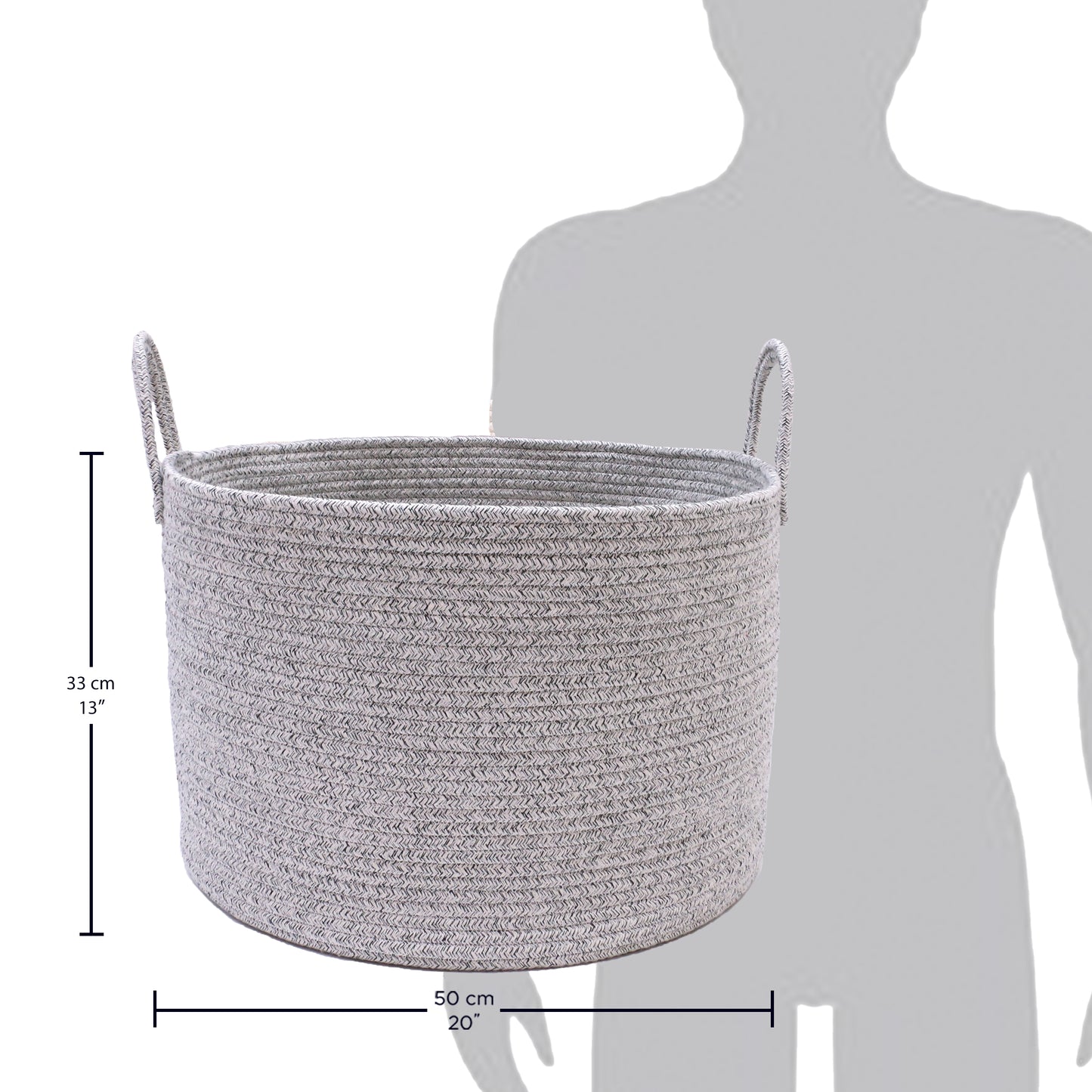 Cotton Rope Storage Basket - Full Mixed Gray - Wide