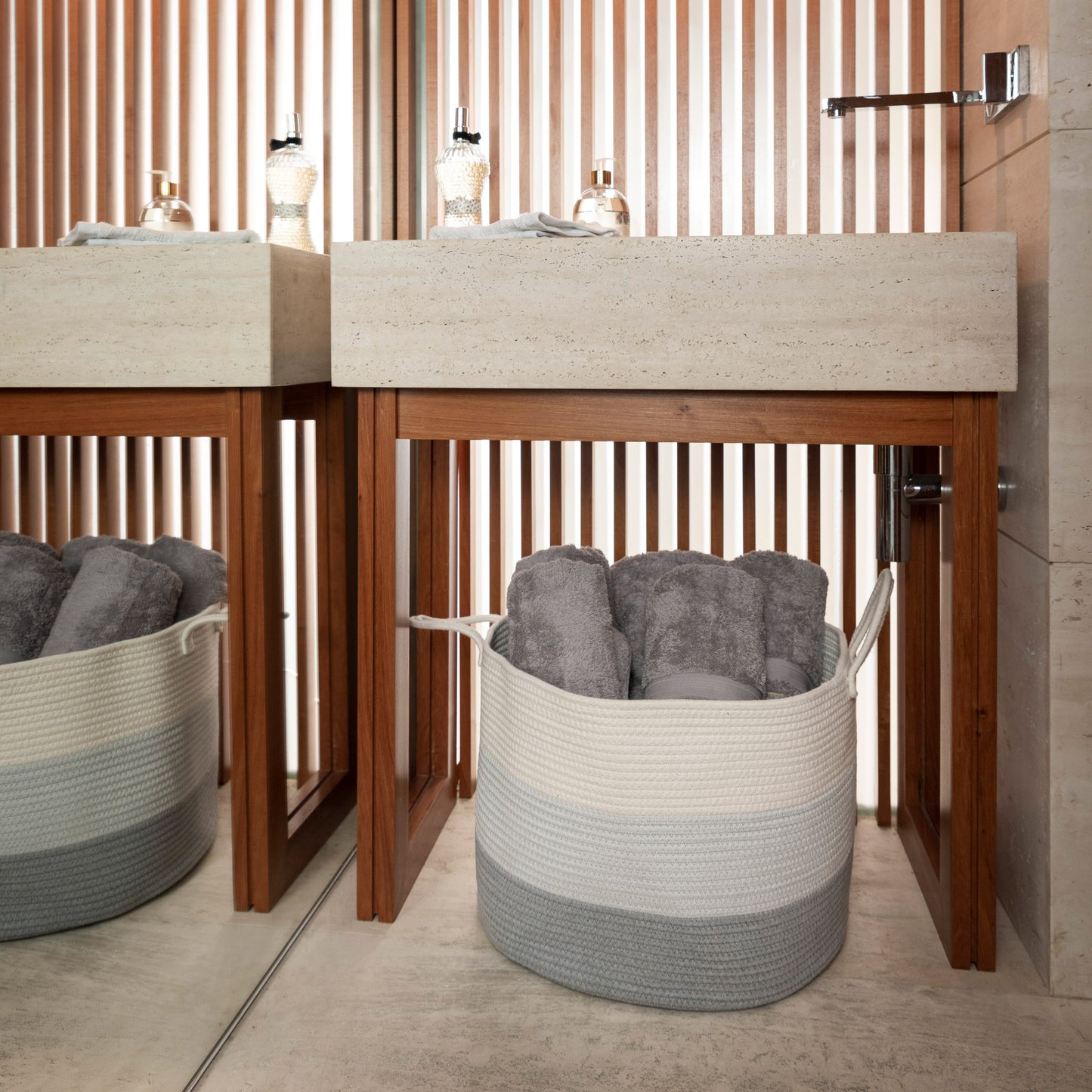 Cotton Rope Storage Basket - 3-Tone Gray - Wide