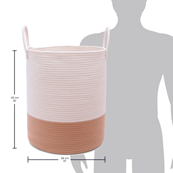 Cotton Rope Storage Basket - Honey & Off-White - Tall
