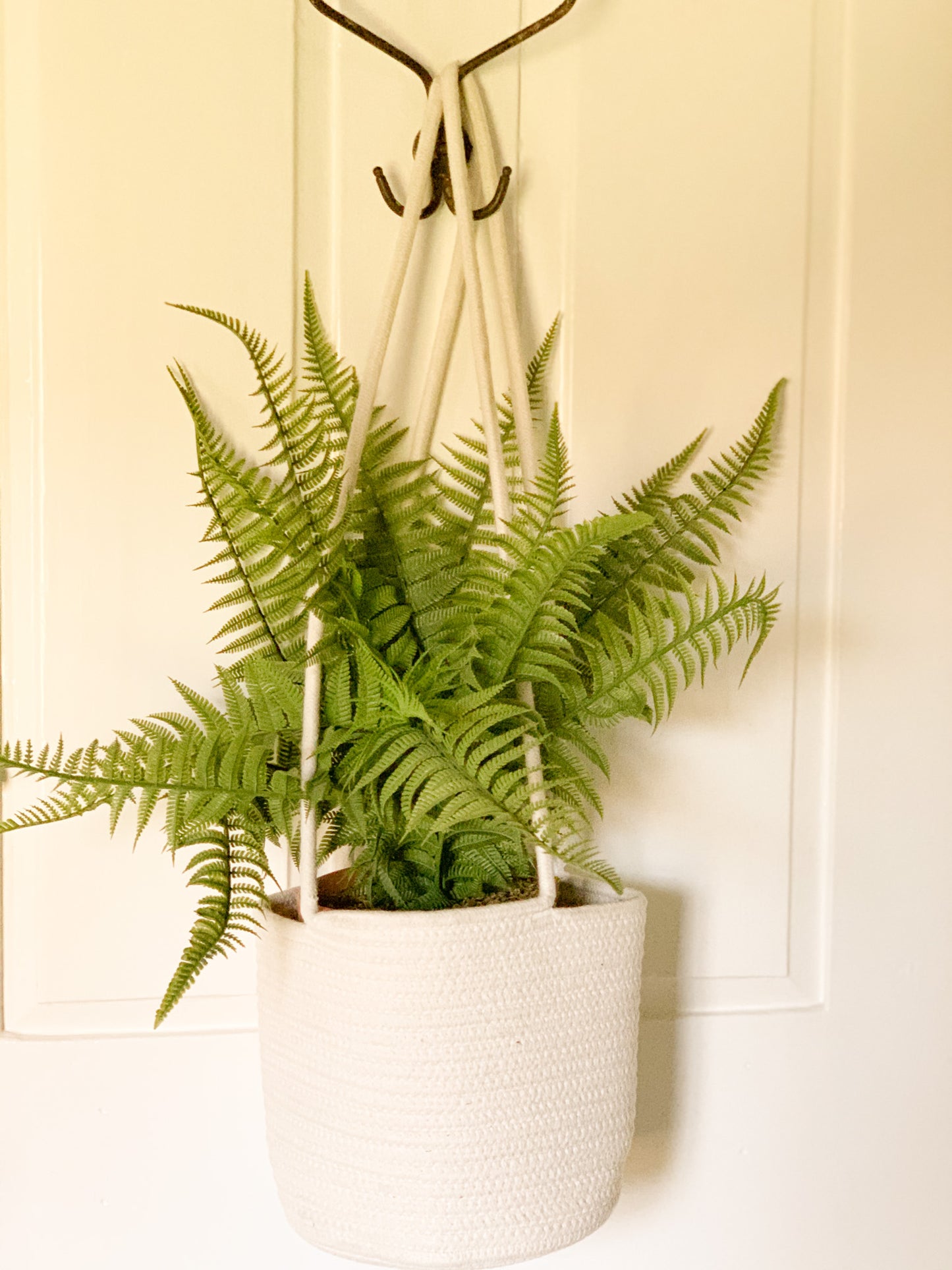 Cotton Rope Hanging Planter Basket - Set of 2 - Full Off-White