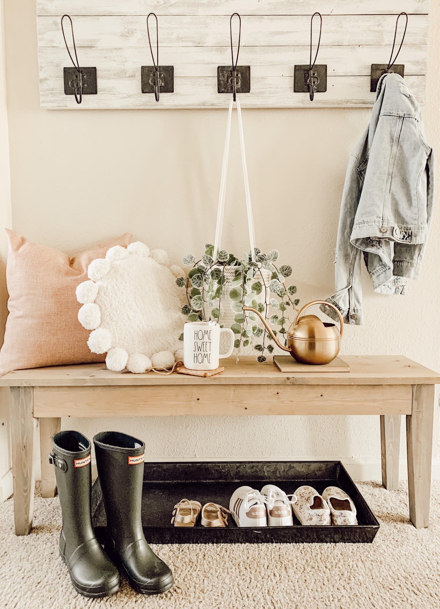 Cotton Rope Hanging Planter Basket - Set of 2 - Off-White w/ Stitches