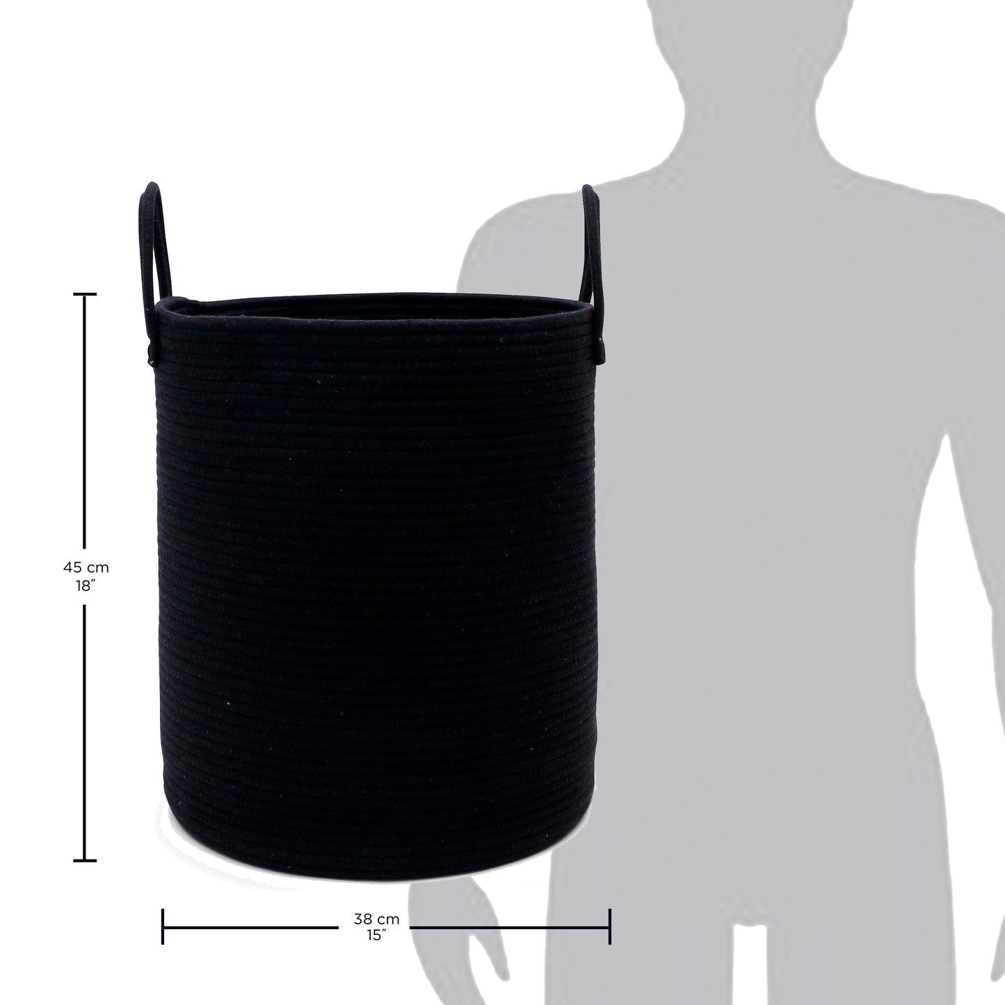 Cotton Rope Storage Basket - Full Black - Tall