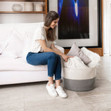 Cotton Rope Storage Basket - Gray & Off-White - Wide