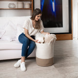 Cotton Rope Storage Basket - Honey & Off-White - Tall