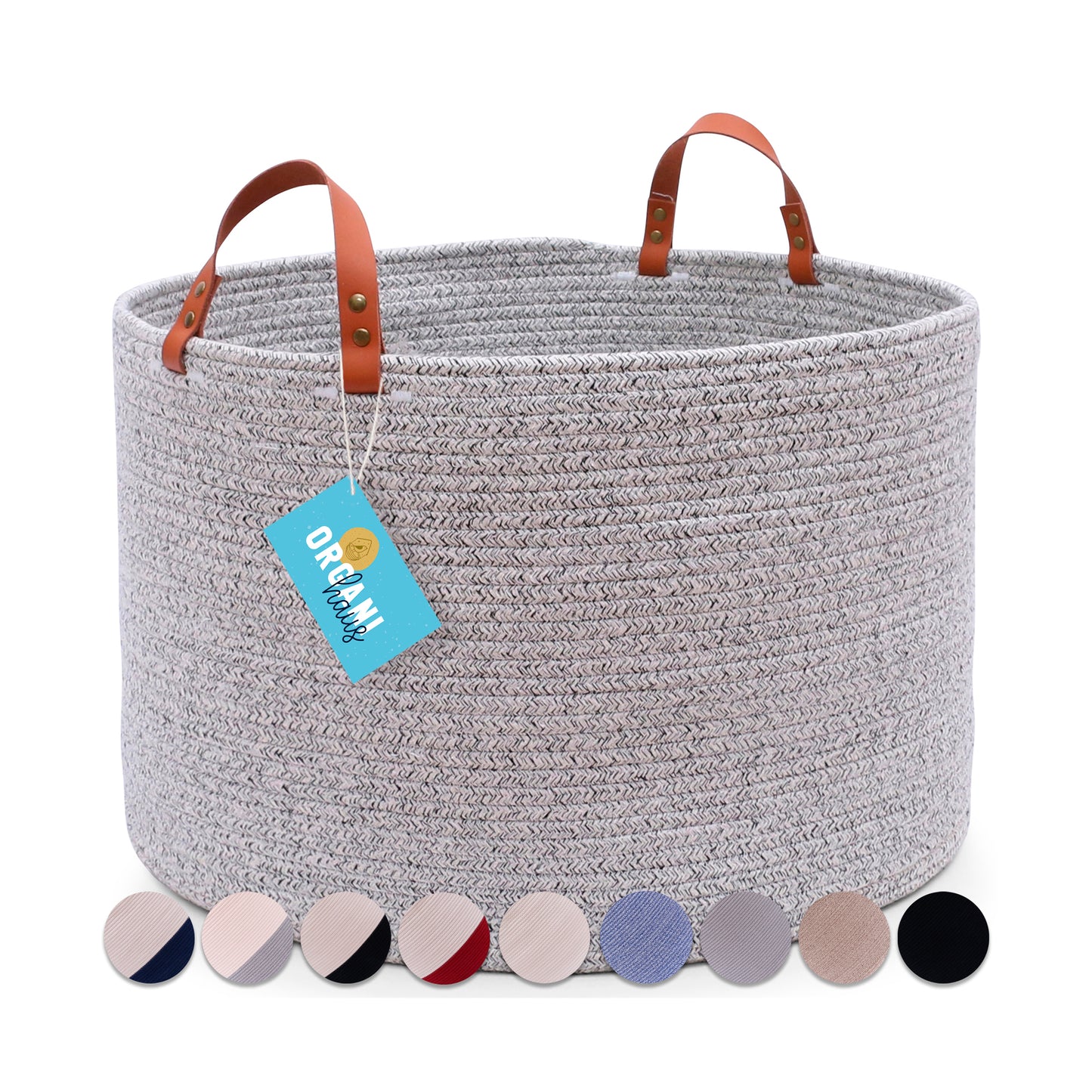 The Benjamin - Decorative Storage Baskets with Real Leather Handles