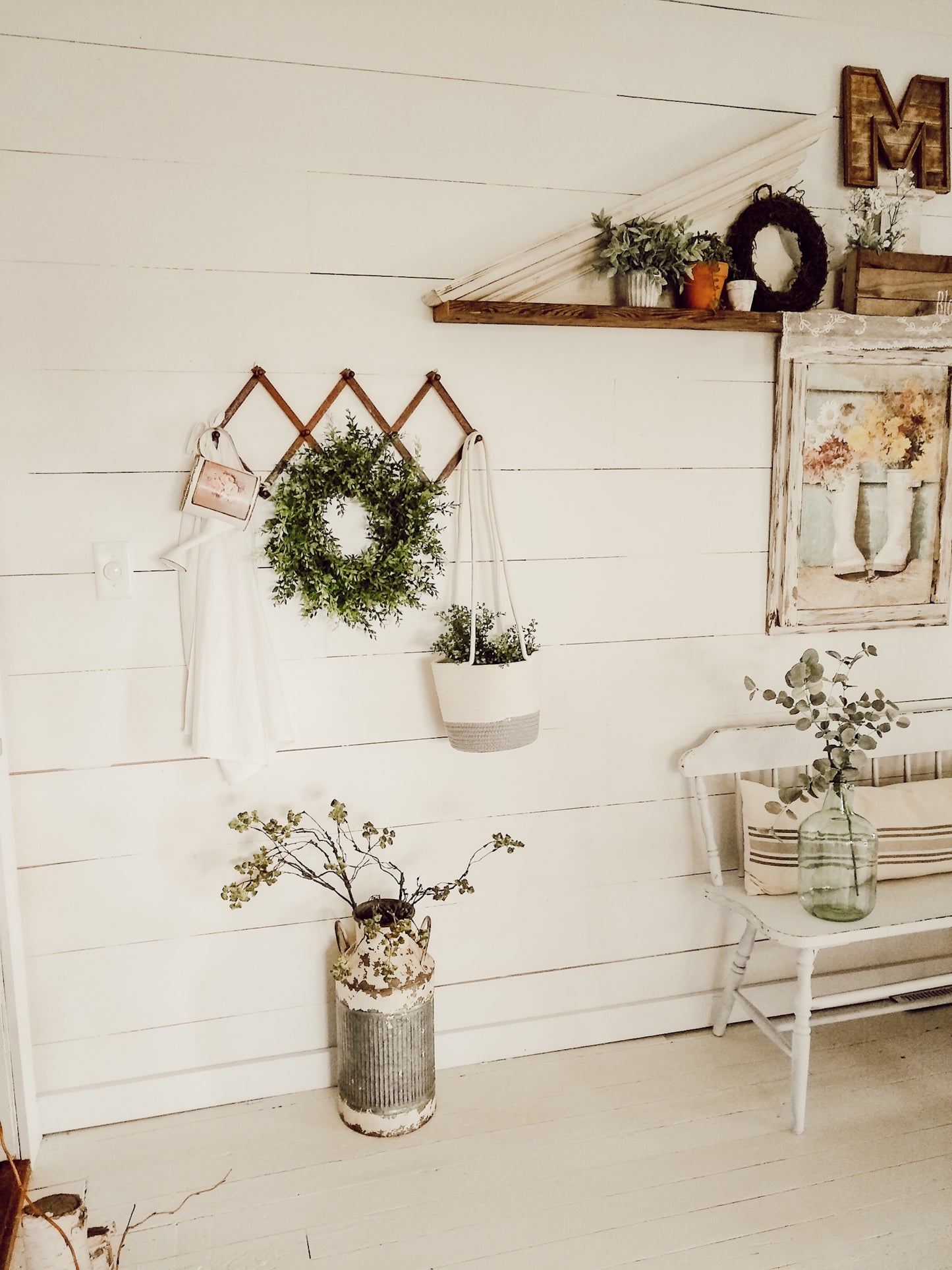 Cotton Rope Hanging Planter Basket - Set of 2 - Gray & Off-White