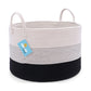 Cotton Rope Storage Basket - Off-White & Black w/ Stitches - Wide