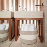 Cotton Rope Storage Basket - 3-Tone Brown & Off-White - Wide