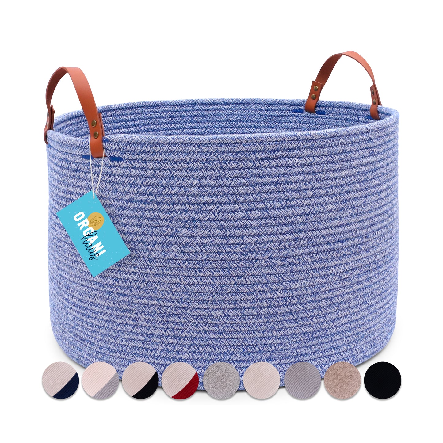 The Benjamin - Decorative Storage Baskets with Real Leather Handles