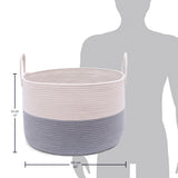 Cotton Rope Storage Basket - Gray & Off-White - Wide