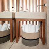 Cotton Rope Storage Basket - 3-Tone Striped Brown - Wide