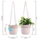 Cotton Rope Hanging Planter Basket - Set of 2 - Off-White w/ Stitches