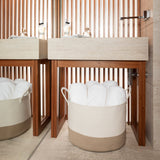 Cotton Rope Storage Basket - Honey & Off-White - Wide