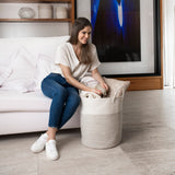 Cotton Rope Storage Basket - Off-White w/ Stitches - Tall