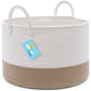 Cotton Rope Storage Basket - Honey & Off-White - Wide