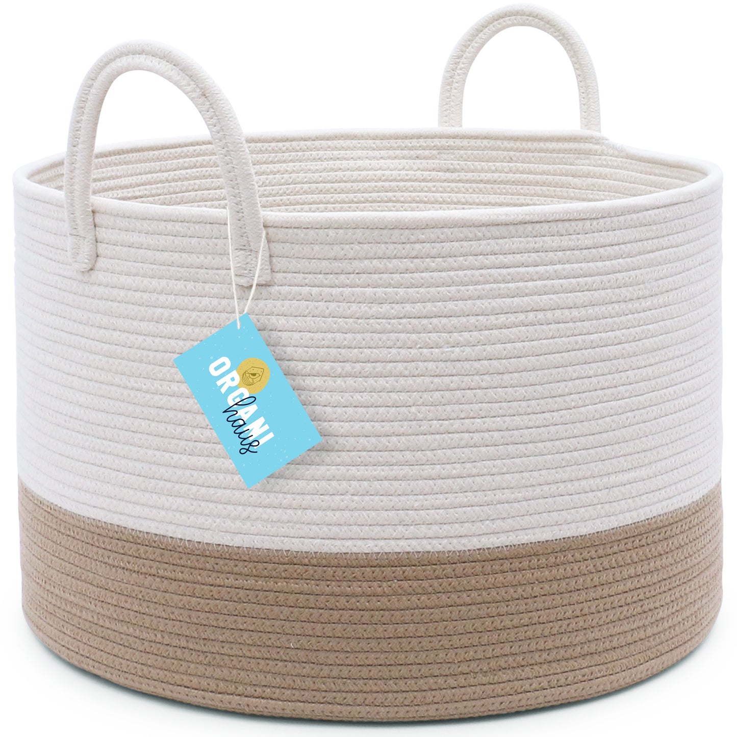 Cotton Rope Storage Basket - Honey & Off-White - Wide