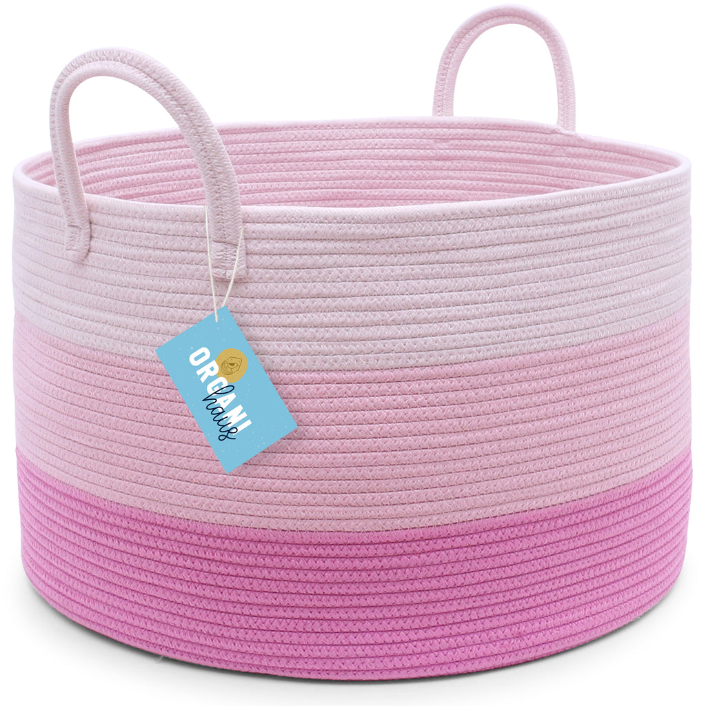 Cotton Rope Storage Basket - 3-Tone Pink - Wide