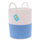 Cotton Rope Storage Basket - Blue & Off-White - Tall