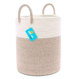 Cotton Rope Storage Basket - Brown & Off-White - Tall