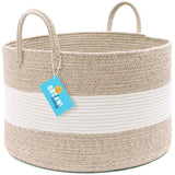 Cotton Rope Storage Basket - 3-Tone Brown & Off-White - Wide