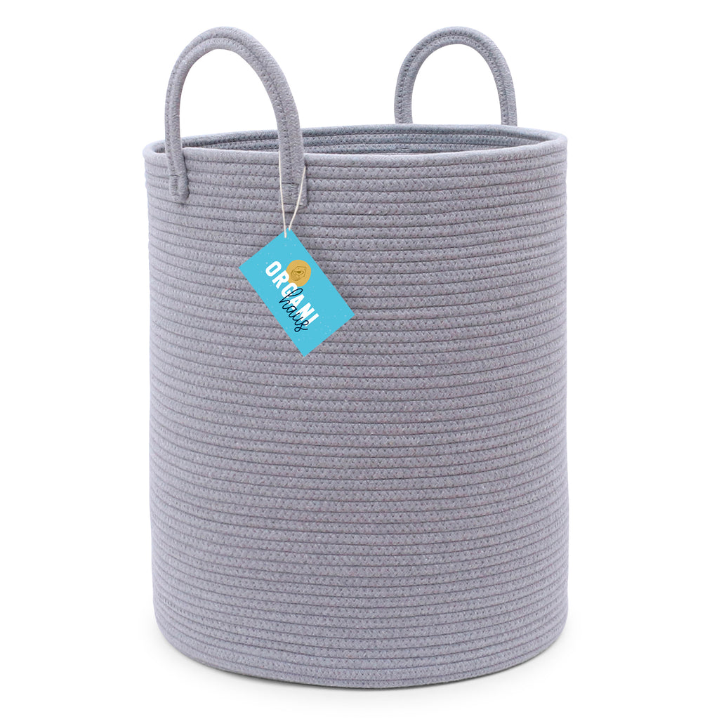 Cotton Rope Storage Basket - Full Gray - Tall