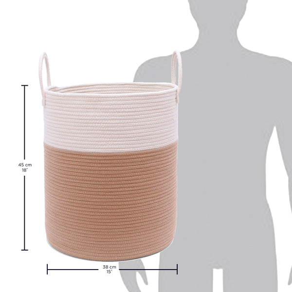 Cotton Rope Storage Basket - Honey & Off-White 2 - Tall