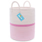 Cotton Rope Storage Basket - 3-Tone Striped Pink - Tall