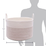 Cotton Rope Storage Basket - Off-White w/ Stitches - Wide