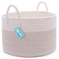 Cotton Rope Storage Basket - Off-White w/ Stitches - Wide