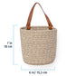 Woven Wall Basket w/ Real Leather Handles - Set of 2 - Full Brown