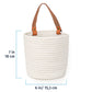 Woven Wall Basket w/ Real Leather Handles - Set of 2 - Full Off-White