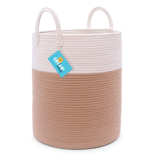 Cotton Rope Storage Basket - Honey & Off-White 2 - Tall