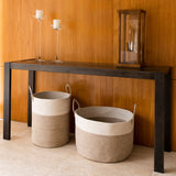 Cotton Rope Storage Basket - Brown & Off-White - Tall