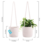Cotton Rope Hanging Planter Basket - Set of 2 - Full Off-White