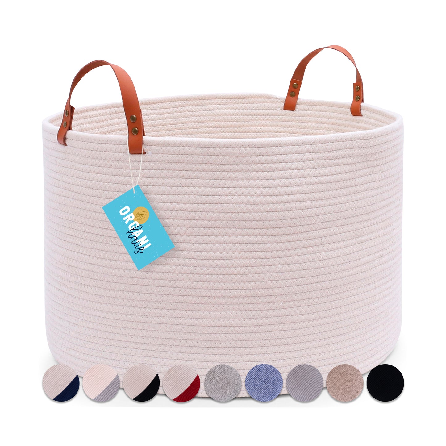 The Benjamin - Decorative Storage Baskets with Real Leather Handles