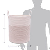 Cotton Rope Storage Basket - Brown & Off-White - Tall
