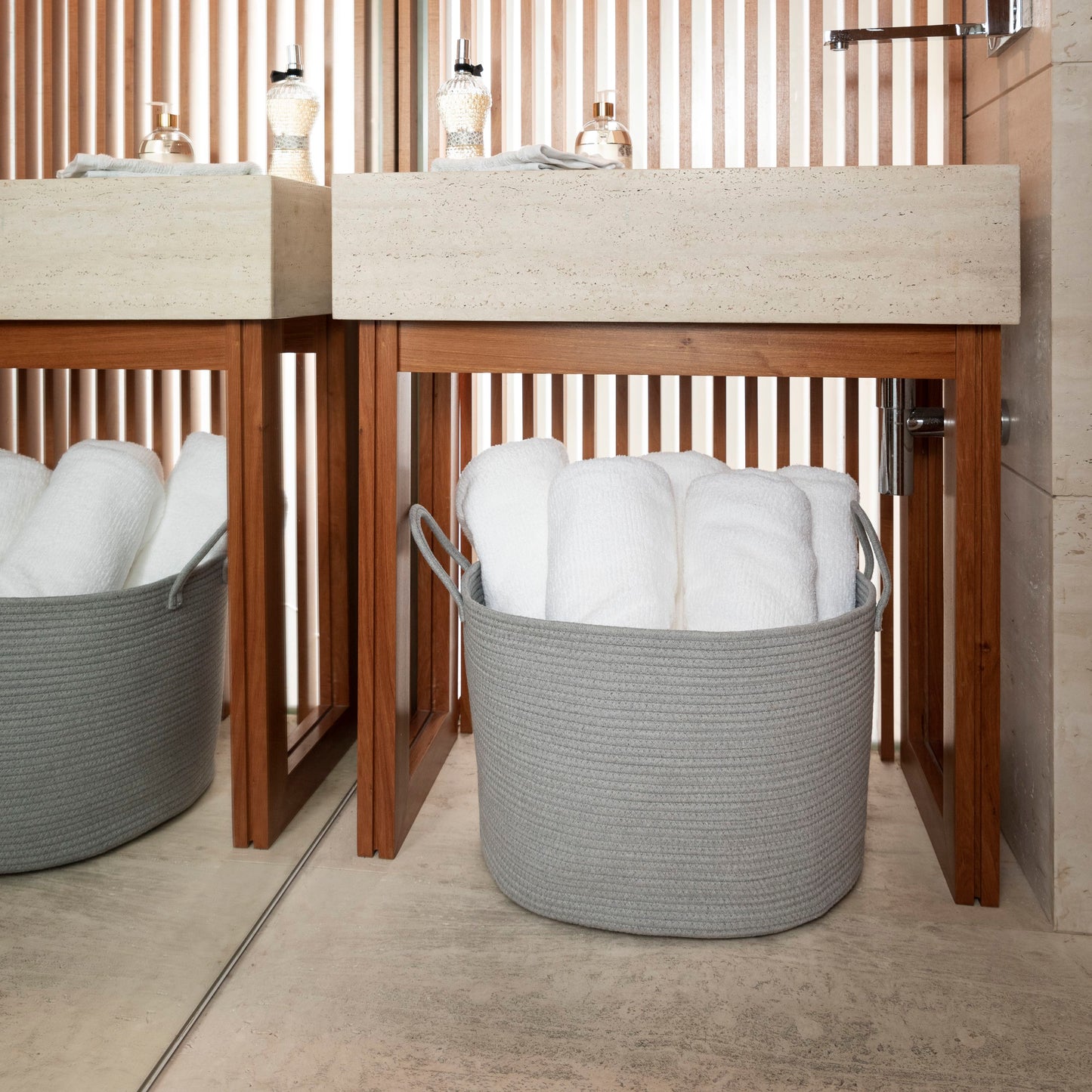 Cotton Rope Storage Basket - Full Gray - Wide